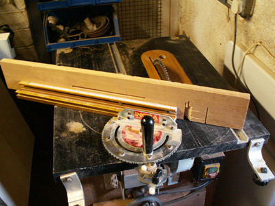 A sacrificial piece of timber on the mitre gauge.